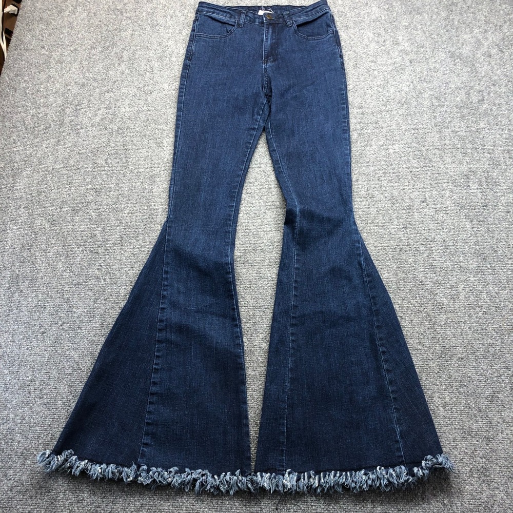 Altar'd State Womens Dark Wash High Rise Extreme Flare Bell Bottom Jeans Small
